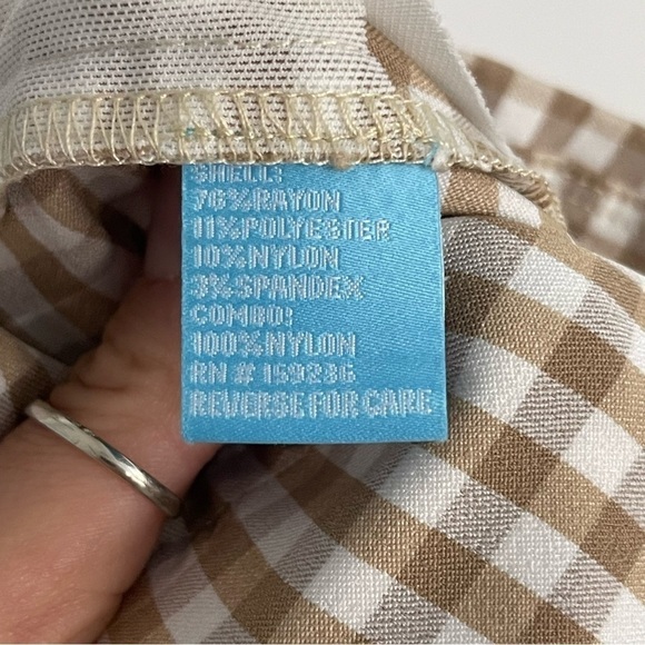 🥒 J. McLaughlin Masie Gingham Print Tapered Leg Slim Pull-On Trouser Pants 6 - Picture 8 of 9